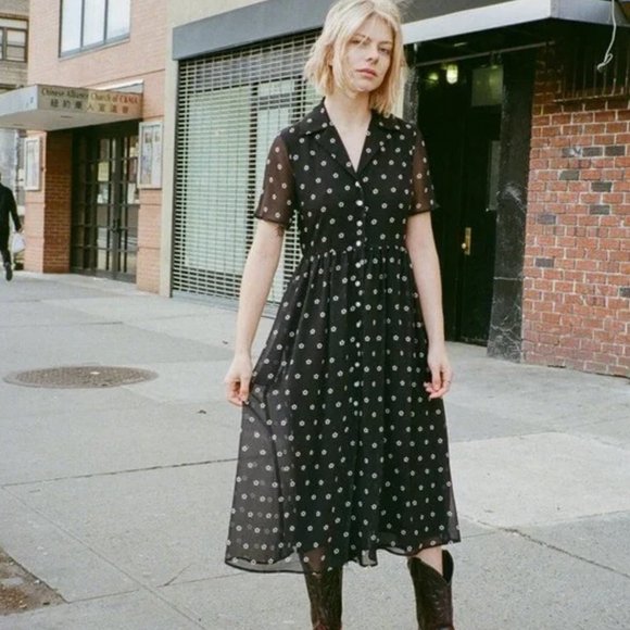 Sandy Liang Picasso Maxi Shirt Dress size 4 - Picture 2 of 10